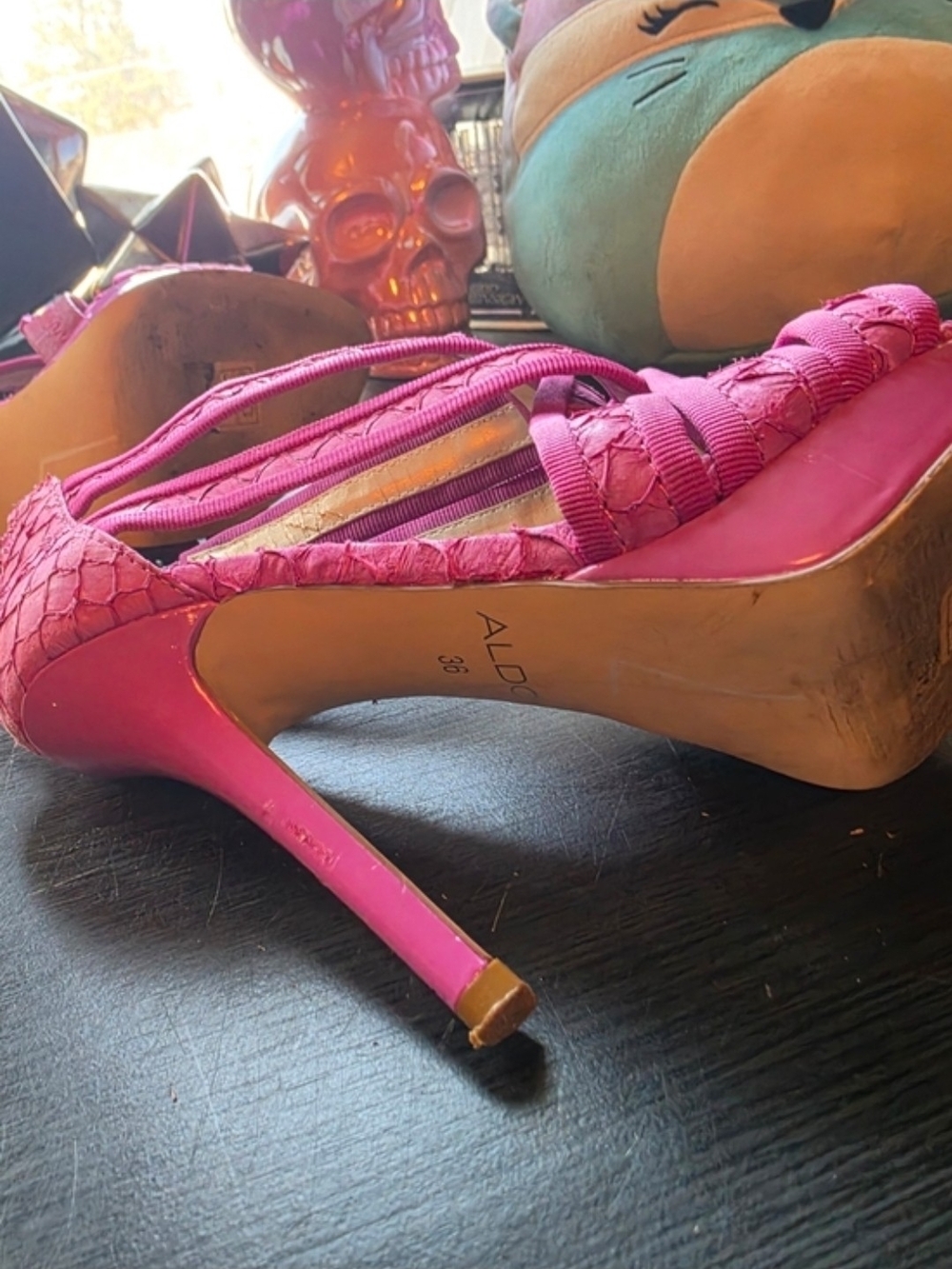 ALDO Fuchsia Strappy High Heel Sandals - Picture 4 of 5